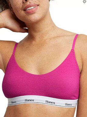 3/$20 Bundle •NEW Hanes Originals Bralette Pink Cotton Wireless Comfort XL
